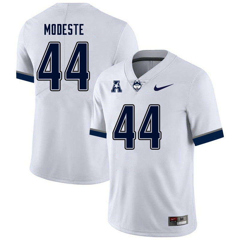 Men #44 Max Modeste Uconn Huskies College Football Jerseys Sale-White - Click Image to Close